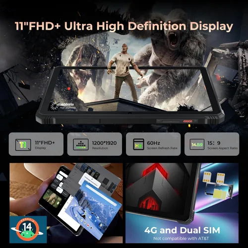 Miniatura 2 de HOTWAV R9 Pro 2025 Tableta Resistente Android 14-2K de 11 Pulgadas 20080mAh Impermeable, Tablets para Exteriores 20GB+256GB/2TB SD, Cámara 64MP+16MP