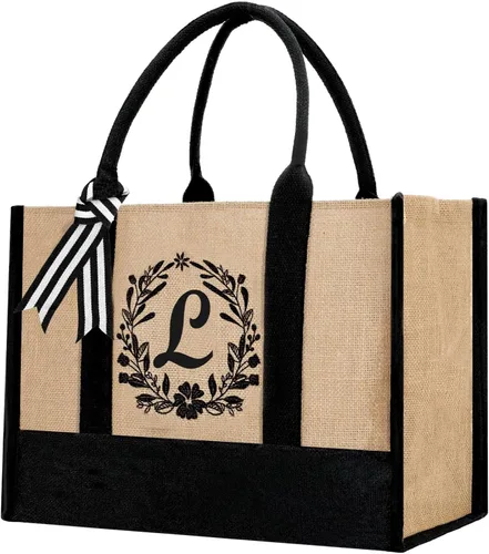 Miniatura 104 de Bolsa de mano personalizada de yute para mujeres, regalos para el día de la madre, regalo de Navidad de cumpleaños para mujeres y amigas
