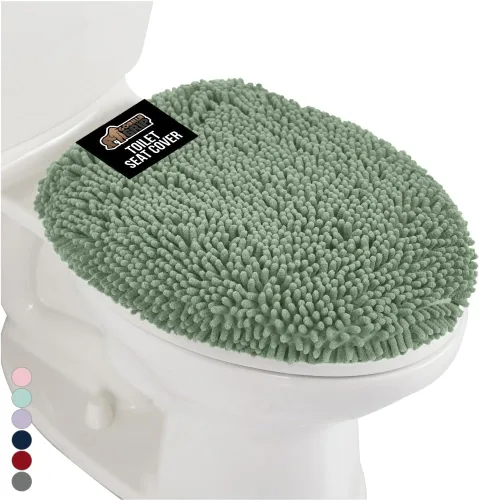 Miniatura 18 de GORILLA GRIP Funda gruesa de espuma viscoelástica para tapa y asiento de inodoro de baño, parte superior de terciopelo suave, lavable a máquina, Azul