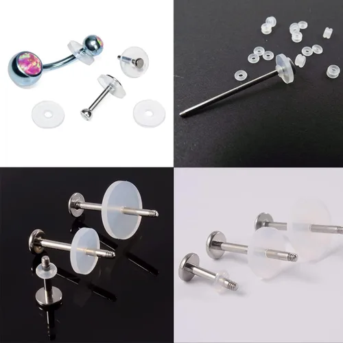 Miniatura 4 de Bloomfall Disco de perforación transparente para tratamiento de perforación de nariz, aretes de silicona para almohadillas curativas de queloides