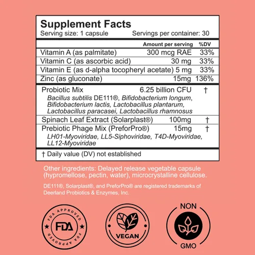 Miniatura 3 de Dermala #FOBO SUPPLEMEANT to Be - Suplemento para el acné Todos los prebióticos diarios naturales, vitaminas y vitaminas para la piel con zinc