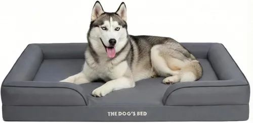 Miniatura 14 de The Dog's Bed - Cama para perros de espuma con soporte para perros XXL, Oxford gris, cama para perro lavable con forro impermeable extraíble, base