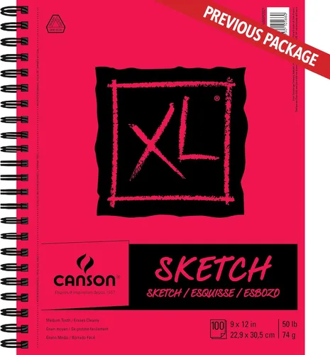 Miniatura 2 de Canson Bloc de bocetos de papel serie XL para carbón, lápiz y pastel, encuadernado con alambre lateral, 50 libras, 9 x 12 pulgadas, 100 hojas