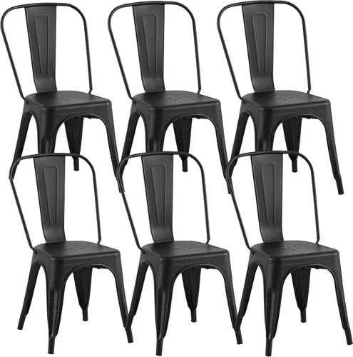Juego de 6 sillas de comedor de metal, apilables, para interiores y exteriores, para cocina, cafetería, restaurante, bistró y patio, varios colores