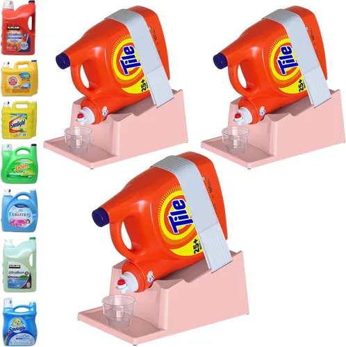 Miniatura 12 de TidyFriend - Paquete de 3 soportes para detergente líquido con bandeja de goteo y patas de agarre de goma, soporte para organización y Blanco