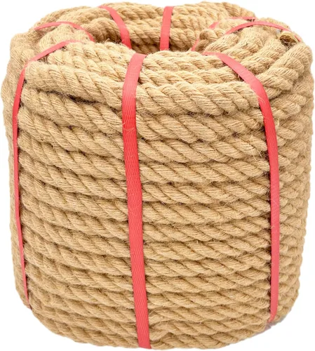 Miniatura 17 de Cuerda de cáñamo de 1 pulgada x 50 pies, cuerda trenzada de 4 hebras resistente para manualidades, decoración náutica, tira y afloja, paisajismo