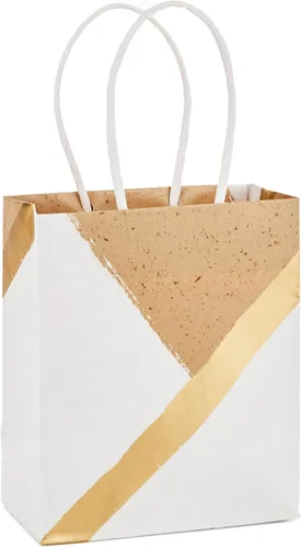 Miniatura 4 de Hallmark Bolsas de regalo pequeñas de papel de 6 pulgadas, paquete de 8 (blanco y kraft) para cumpleaños, Navidad, bodas, graduaciones, baby