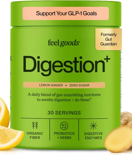 Miniatura 12 de Feel Goods Digestion+, salud intestinal, mezcla de fibra orgánica y probióticos, enzimas digestivas para alivio de la hinchazón, limpieza intestinal