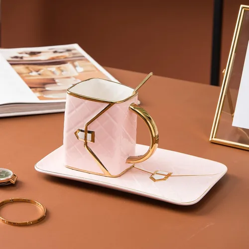 Miniatura 2 de Juego de tazas de café en forma de bolsa, tazas de té y platillos, juego de tazas de taza, tazas de espresso para amigos, mamá, boda, fiesta, hogar