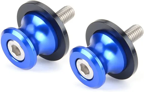 Goldfire 2 unids 8MM M8 X1.5 Motocicleta Swing Arm Sliders Carretes CNC Swing Arm Stand Tornillo para Kawasaki Z650 Z800 Z900 Z1000 Accesorios (azul)