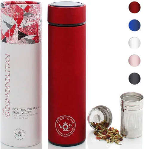Miniatura 9 de Teabloom - El vaso y termo de viaje ORIGINAL All-Brew El favorito de OPRAH Botella de agua aislada de 16oz/480ml / frasco de té / taza de café