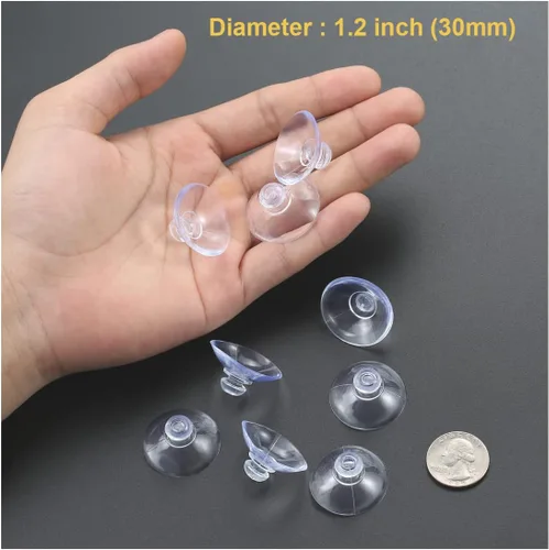 Miniatura 6 de 30 ventosas transparentes de 3 tamaños para vidrio sin ganchos, pequeñas ventosas de goma para organización del hogar, festivales, decoración