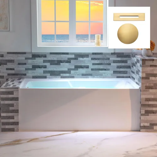Miniatura 19 de WOODBRIDGE Bañera rectangular de acrílico de 60 pulgadas en blanco con drenaje derecho, desagüe desplegable negro mate incluido BA6030R Mate negro