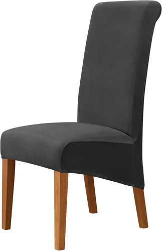Miniatura 8 de Funda de terciopelo para silla de comedor, funda elástica para sillas grandes, fundas para sillas de respaldo alto (Bianco, paquete de 1)