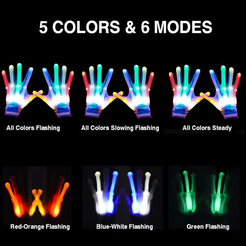 Miniatura 2 de LED Gloves For Kids Or Adults, Knuckles Costume Light Up Gloves, Cool Teen Boy Gifts, Christmas Party Gloves