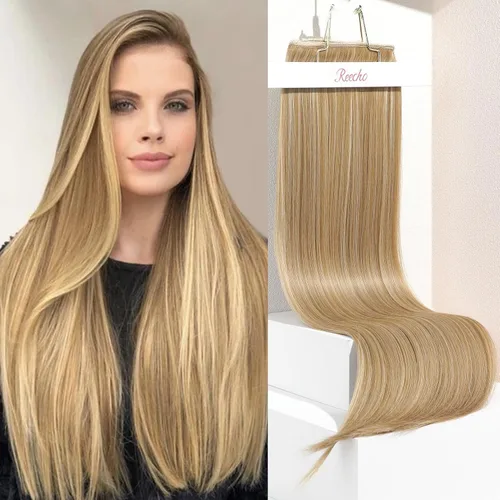 Miniatura 19 de REECHO Extensiones de cabello con pinzas, extensiones de cabello grueso y largo, extensiones de cabello sintético ligero para mujer, 24 pulgadas a