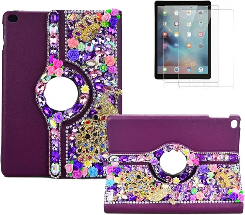 Miniatura 10 de Bling - Funda compatible con Samsung Galaxy Tab A7 10.4 (2022) - Elegante - 3D hecha a mano con mariposa de cristal giratoria de 360 grados