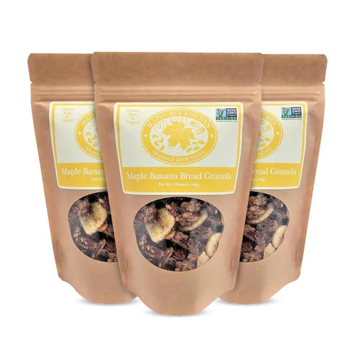 Miniatura 8 de Maple Nut Kitchen Granola de nuez de arce de 10 onzas – Avena vegana y sin gluten con nueces, calabaza y semillas de girasol Granola baja