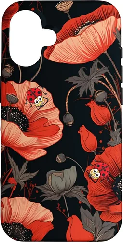 Miniatura 31 de Funda para iPhone 11 Poppy Flower Ladybug Red & Black