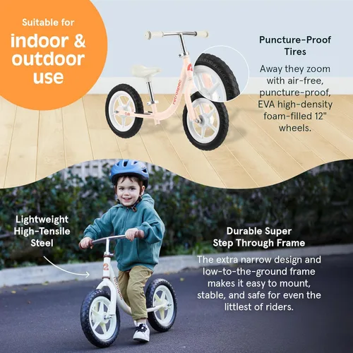 Miniatura 6 de Retrospec Cub - Bicicleta de equilibrio para niños de 18 meses a 3 años, bicicleta para principiantes sin pedal de 12 pulgadas con asiento