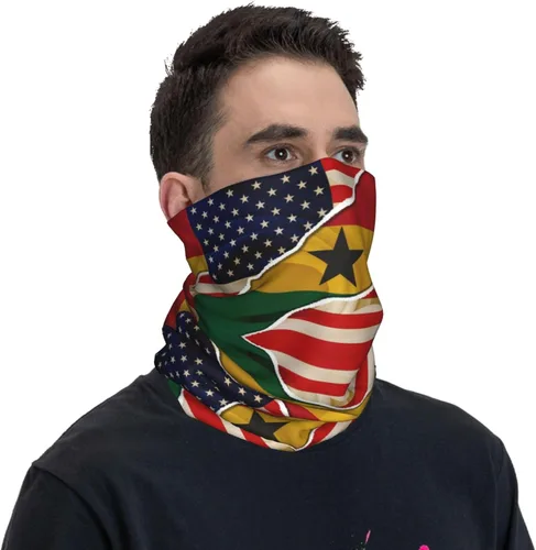 Miniatura 4 de Neck Gaiter Ghana Ghanaian American Flag USA Friendship Face Cover Scarf Uv Sun Protection Balaclava Head Mask for Men Women Fishing Mask Hiking
