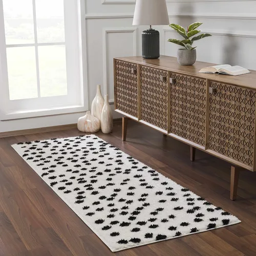 Miniatura 8 de Hauteloom Cansu - Alfombra de felpa para sala de estar, dormitorio, color negro, 6 pies 7 pulgadas x 9 pies Negro/Cansu