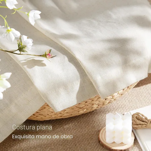 Miniatura 6 de NICETOWN Cortinas y cortinas de lino natural para ventanas de 84 pulgadas de largo, bolsillo para barra y pestaña trasera, lino grueso