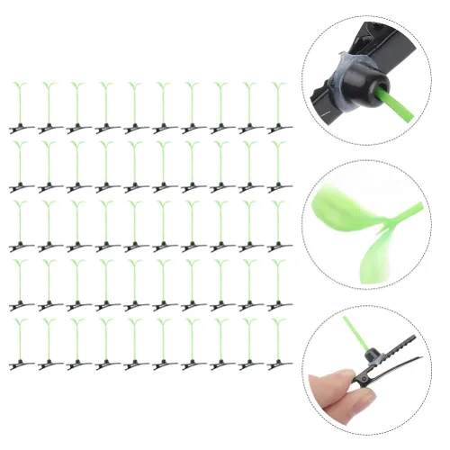 Miniatura 6 de Yardwe 50 pinzas para el cabello de brotes de frijoles, pinzas para el cabello de plantas verdes, horquilla de guisante, pasador, pasador, lindos