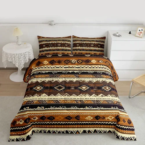 Miniatura 19 de Erosebridal Juego de edredón exótico tamaño individual, ropa de cama tribal, estadounidense, suroeste, étnico, bohemio, abstracto, geométrico, juego