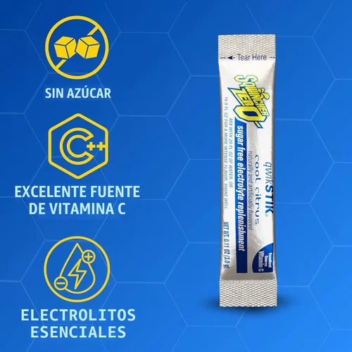 Miniatura 3 de Bebida en polvo Qwik Stik de Sqwincher, con electrolitos y sin azúcar (contiene 50 unidades), cítrico (Cool Citrus), 50