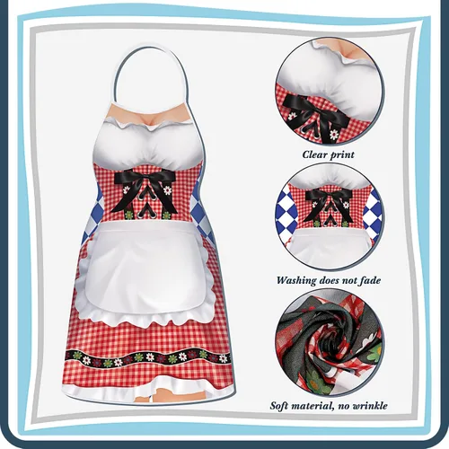 Miniatura 3 de Hillban 2 delantales de Oktoberfest para mujeres y hombres, delantal alemán para disfraz de Oktoberfest para parejas, cocinar, barbacoa, regalos