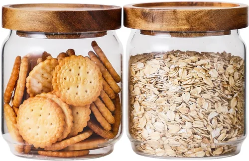 Tarro de vidrio con tapa de 3.54 pulgadas de ancho, recipientes de vidrio herméticos pequeños de almacenamiento de alimentos de 15 onzas, juego para