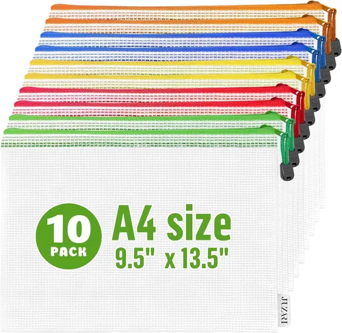 Miniatura 11 de Paquete de 5 bolsas transparentes para proyectos con cremallera B4 (12 x 15 pulgadas), bolsa de almacenamiento para manualidades, punto de cruz