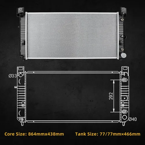 Miniatura 6 de DWVO Radiador de núcleo de 34 pulgadas compatible con Chevy Silverado, Suburban, Tahoe, Cadillac Avalanche Escalade, GMC Yukon Sierra, Hummer H2