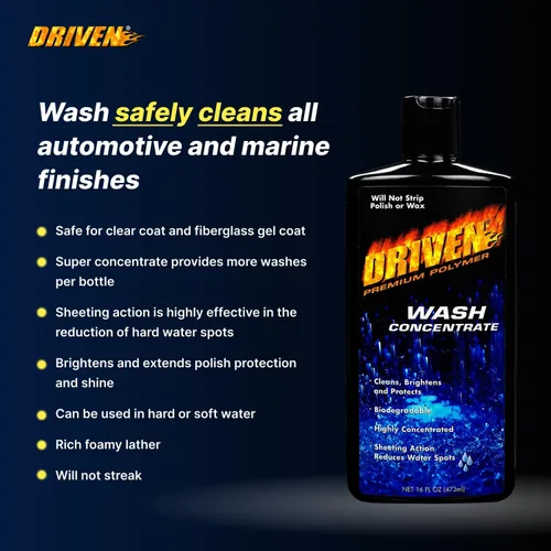 Miniatura 4 de DRIVEN Concentrado de lavado para acabados automotrices y marinos sin pelar el esmalte o la cera – Polímero premium – Limpia, ilumina y protege