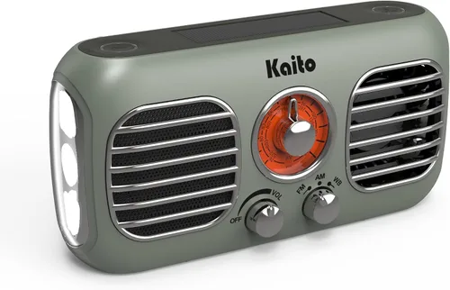 Miniatura 2 de Kaito KA777 Radio de emergencia y ventilador portátil - Radio meteorológica AM/FM NOAA y banco de energía de 4,000 mAh recargable con panel solar