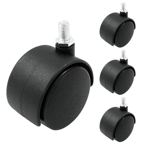 Miniatura 8 de 4 piezas ruedas giratorias de 1.5 pulgadas, ruedas giratorias de placa de nailon negro con freno, ruedas giratorias de placa resistente de repuesto