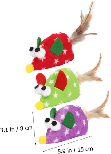 Miniatura 2 de Angoily 3pcs Plume Mouse Cat Interactive Chew Playthings for Kittens Pet Teasing Fun Stimulating Activity