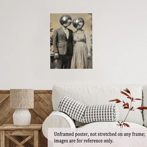 Miniatura 4 de Póster de bola de discoteca de los años 70, arte de pared retro para dormitorio preppy o sala de estar, impresión de baile estilo Y2K con fondo Sin