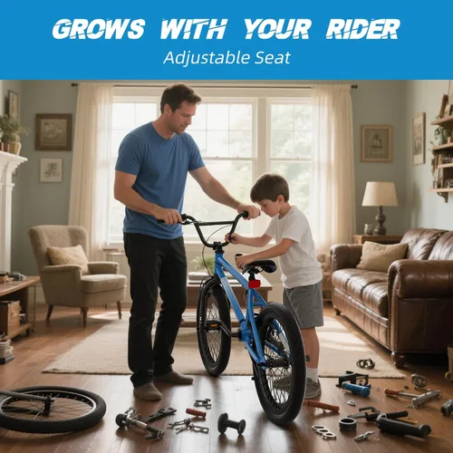 Miniatura 3 de 67i - Bicicleta BMX para niños de 18/20 pulgadas, bicicleta para niños de 8 a 12 años con freno U delantero y trasero, asiento ajustable, horquilla