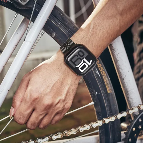 Miniatura 5 de baozai Correas compatibles con Apple Watch de 1.811 in 1.772 in 1.732 in 1.654 in 1.614 in 1.575 in 1.496 in, correa de acero inoxidable con funda