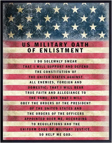 Miniatura 9 de Juramento Militar de Reclutamiento ENMARCADO - Arte de pared patriótico de la bandera americana, decoración - Regalo para soldados, ejército