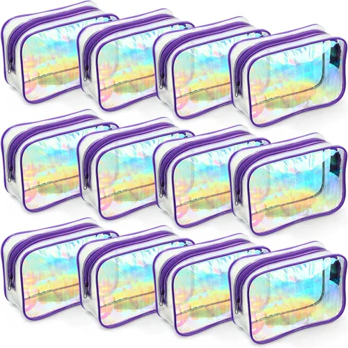 Miniatura 12 de Weewooday 12 piezas bolsas transparentes para maquillaje, bolsas de almacenamiento de cosméticos, estuches de PVC con cremallera, bolsas de viaje