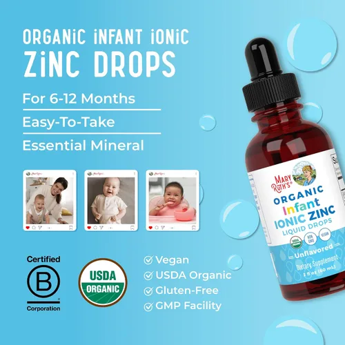 Miniatura 9 de MaryRuth Organics - Gotas líquidas de zinc iónico orgánico para bebés Sulfato de zinc para el apoyo inmunológico Glicerina orgánica