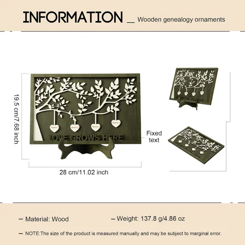 Miniatura 3 de Jeweidea Letrero personalizado con nombre de la familia con 2-9 nombres, adorno personalizado con placa grabada del árbol de la vida con soporte, 2