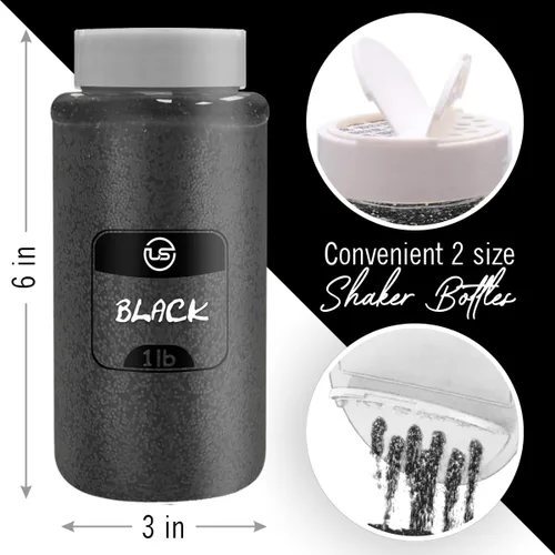 Miniatura 2 de Purpurina negra a granel, purpurina fina para manualidades, resina y álbumes de recortes, botellas agitadoras de 1 libra/16 onzas, ideales