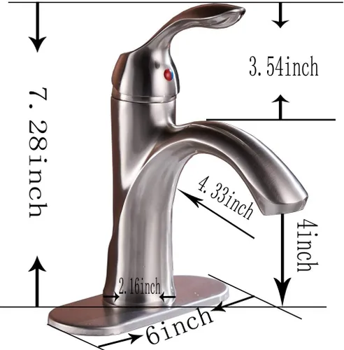Miniatura 7 de BWE Grifo de baño, grifo de fregadero de níquel cepillado con 1 orificio con drenaje desplegable y líneas de suministro para uso doméstico