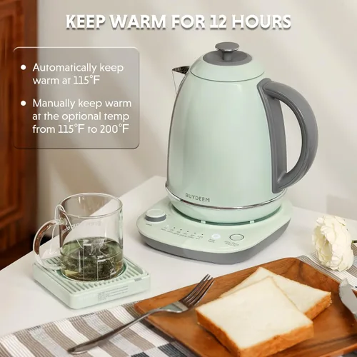 Miniatura 4 de BUYDEEM K740 - Tetera Eléctrica con Control de Temperatura, Mantiene Caliente por 12H, Ebullición Rápida, Hervidor de Agua de Acero Inoxidable
