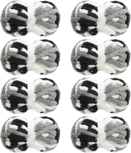 Miniatura 10 de MABOZOO Hilo Grueso Tie Dye para Tejer a Ganchillo Paquete de 8, Hilo de Chenilla Jumbo Esponjoso, Hilo de Felpa Suave Voluminoso, Hilo Gigante