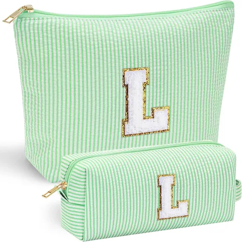 Miniatura 38 de YOOLIFE Regalos del Día de la Madre para mujeres, bolsa de maquillaje con inicial, bolsa de cosméticos, bolsa de maquillaje de viaje, regalos Rosado